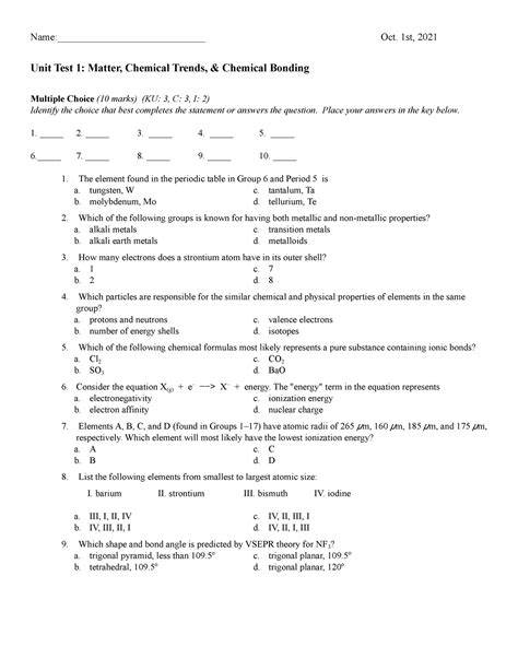 chemistry unit 1 ab test national 5