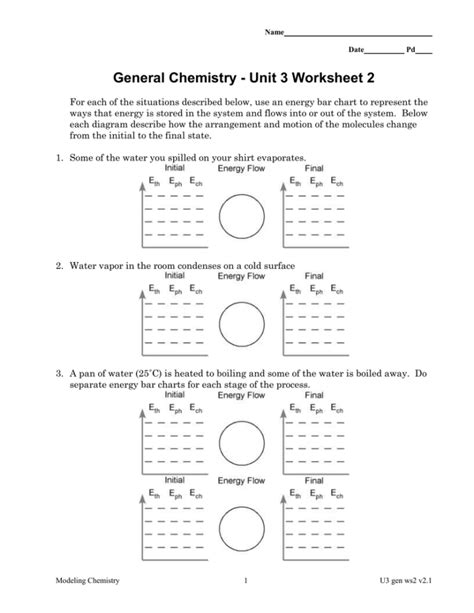 Chemistry Unit 4 Worksheet 2 Chemistry I Worksheet - Chemistry I Worksheet