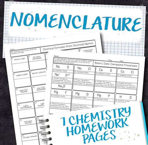 Chemistry Unit 6 Nomenclature Homework Pages Store Science Chemistry Nomenclature Worksheet Answers - Chemistry Nomenclature Worksheet Answers