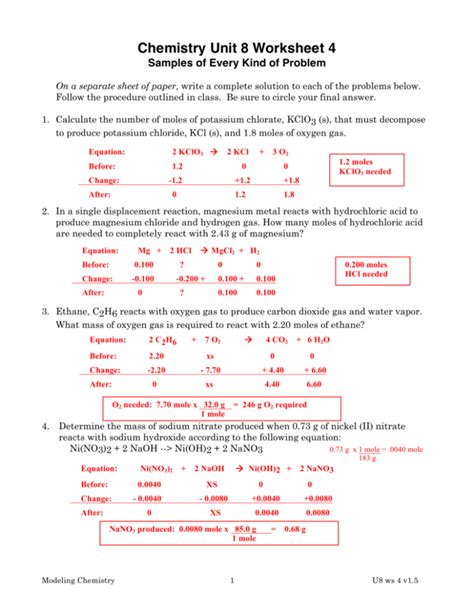 Chemistry Unit 7 Worksheet 4 Answer Key Kayra Chemistry I Worksheet - Chemistry I Worksheet
