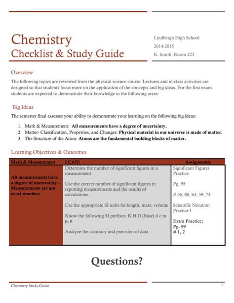 Read Chemistry 163 Final Exam Study Guide 