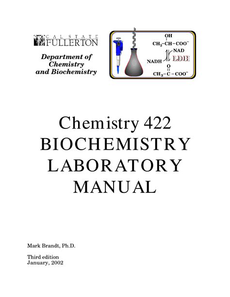 Full Download Chemistry 422 Biochemistry Laboratory Manual Solutions 