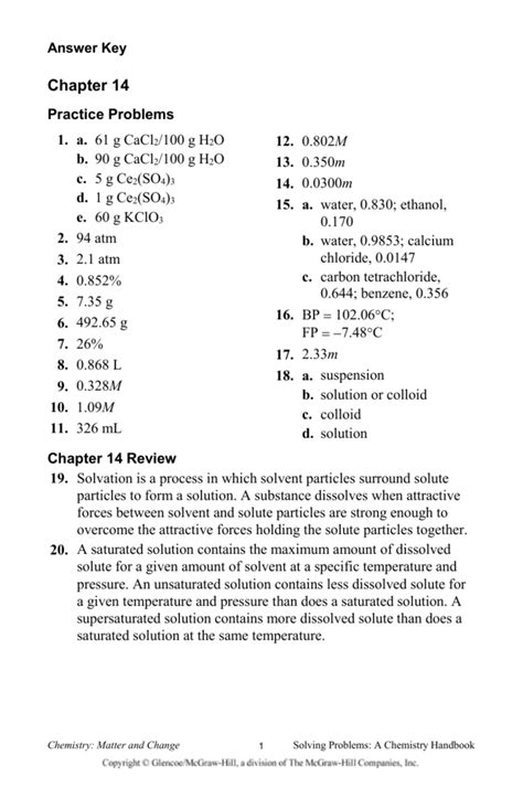 Read Online Chemistry Chapter 14 Answers 