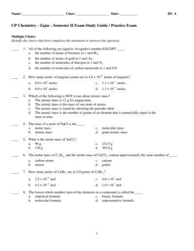 Read Chemistry Cp Study Guide Quarters 2 4 