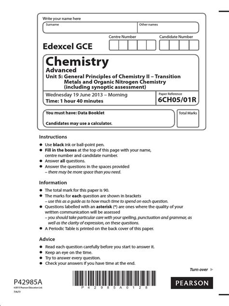 Download Chemistry Edexcel June 2013 Question Paper 