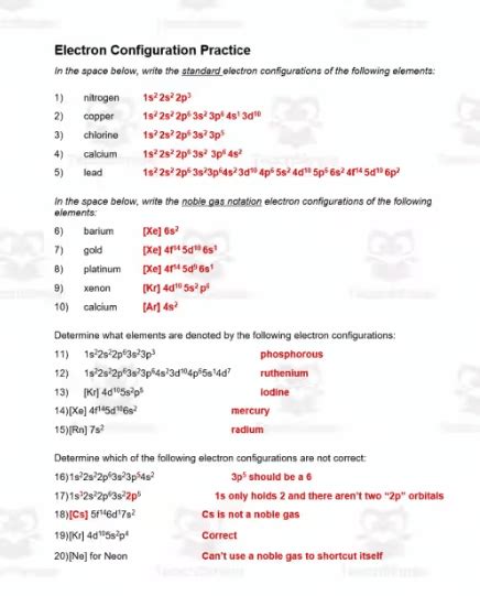 Read Chemistry Electron Configuration Test Answers 