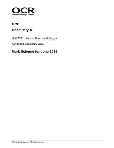 Read Online Chemistry F321 June 2014 Unofficial Mark Scheme 
