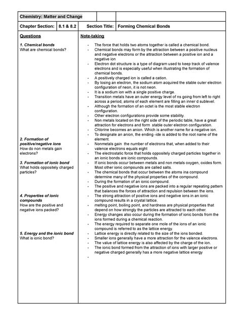 Full Download Chemistry Matter Change Chapter 8 Answer Key 