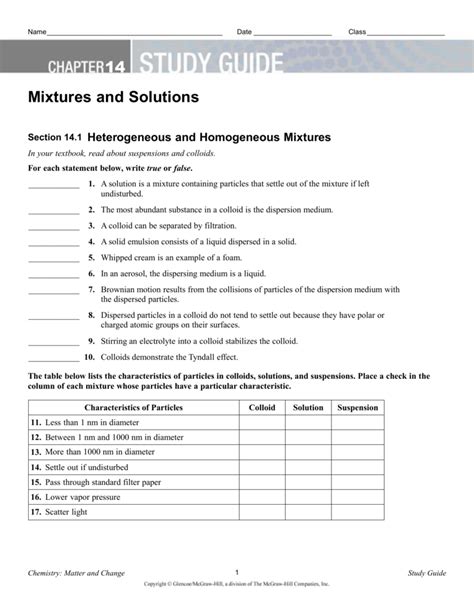 Read Online Chemistry Mixture And Solutions Study Guide Answers 