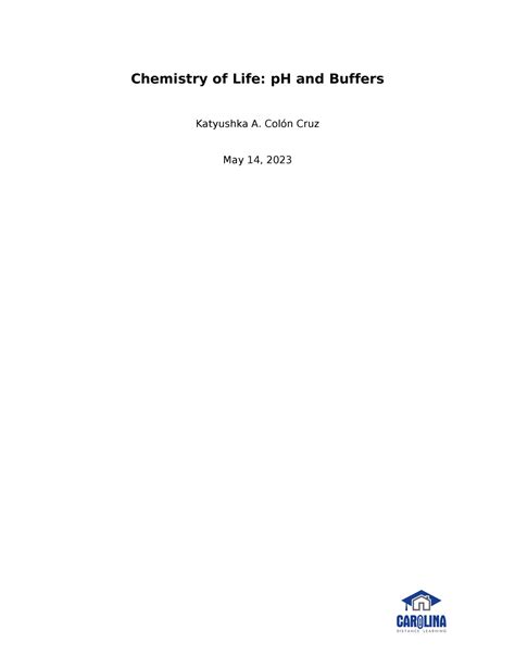 Read Chemistry Of Life Lab Report 