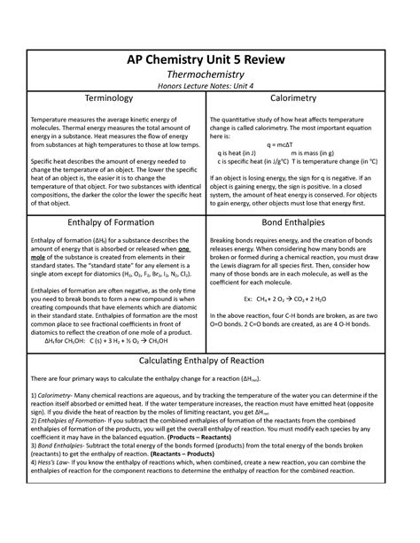 Download Chemistry Review Sheet Unit 5 Answers Boxsamore 