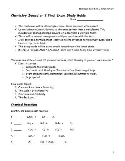 Full Download Chemistry Semester 2 Final Exam Study Guide 
