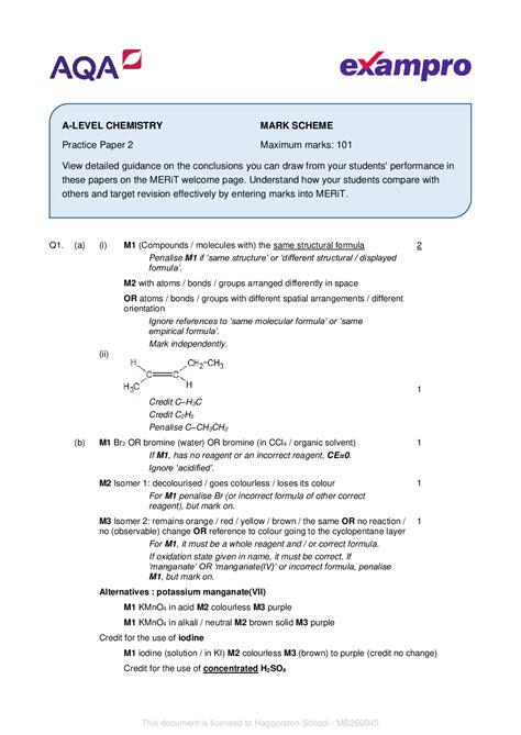 Read Chemistry Sl Paper 2 Mark Scheme 