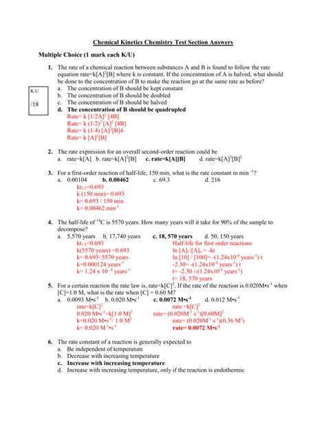 Download Chemistry Test Kinetics Answers 