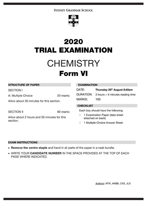 Read Chemistry Trial Papers And Answers 