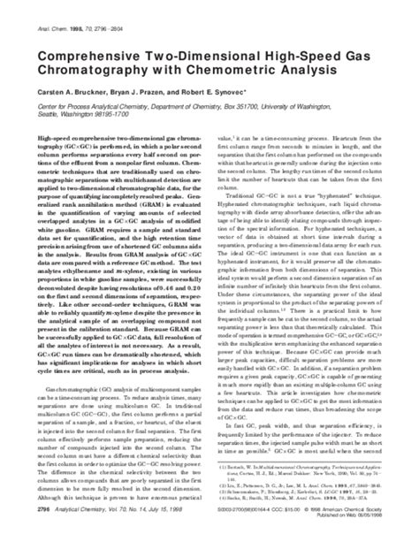 Chemometric Analysis Of Comprehensive Two Dimensional