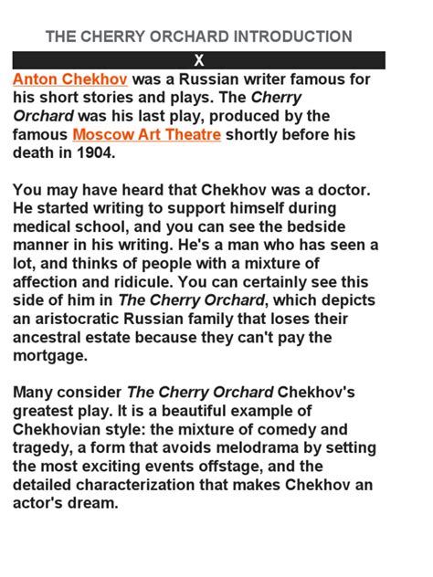 Cherry Orchard Play Summary