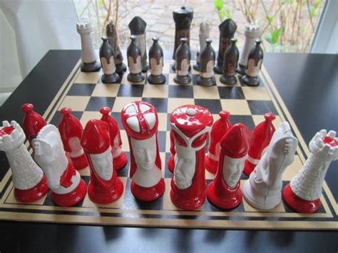 chess set in ceramic unfinished for a project to hand colour.