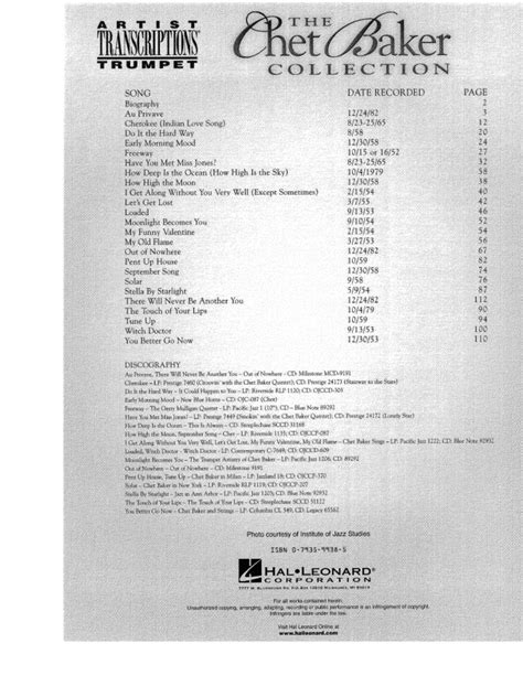 Chet Baker Solos Cds Scribd