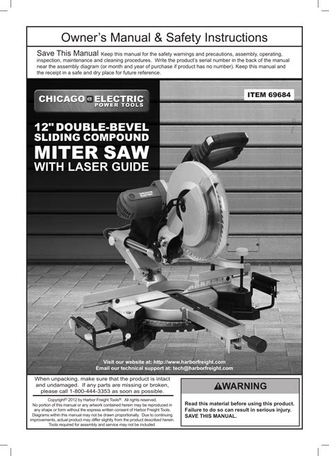 chicago electric power tools manuals