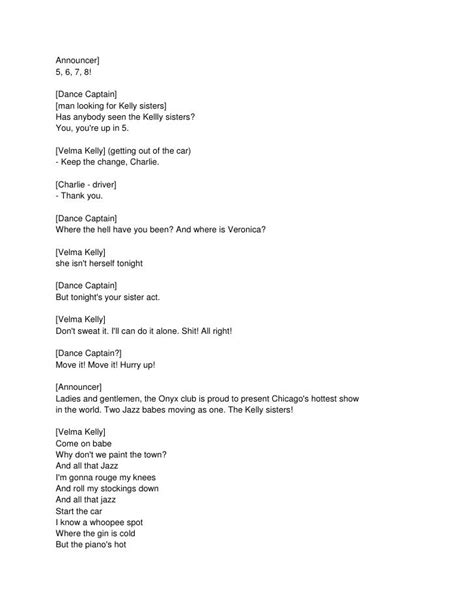 Chicago The Musical Script