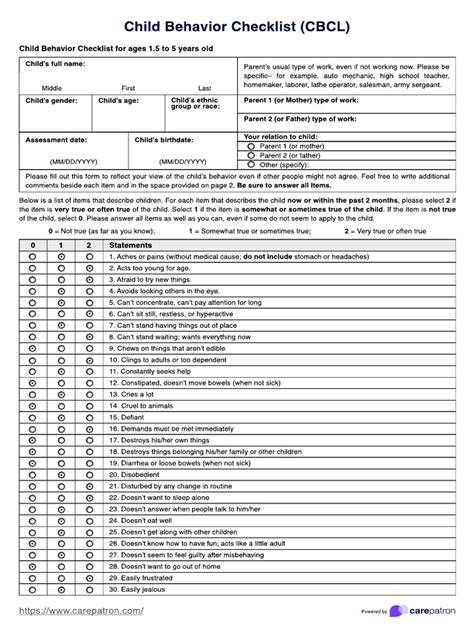 Child Behavior Checklist