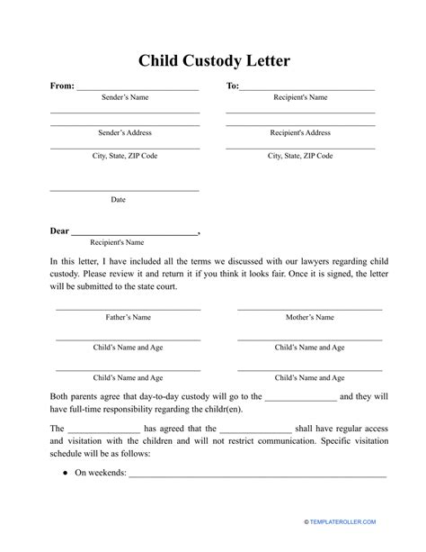 Child Custody Letter Sample
