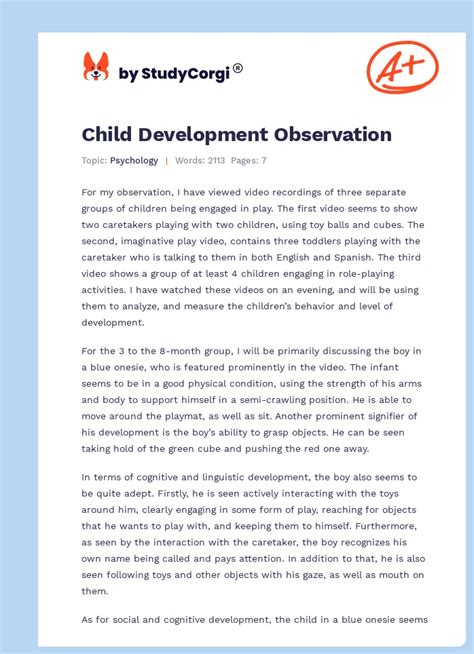 Child Development Observation Research Paper