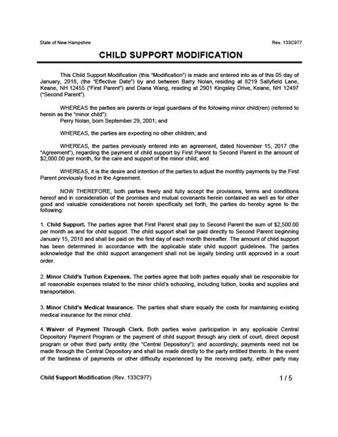 Child Support Modification Letter Sample
