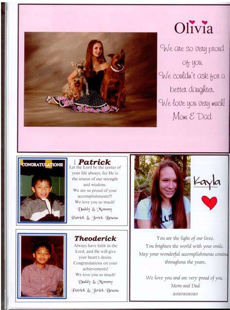 child yearbook dedication examples