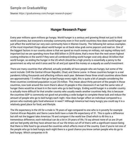 Download Child Hunger Research Paper 