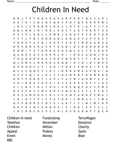  Children In Need Word Search - Children In Need Word Search