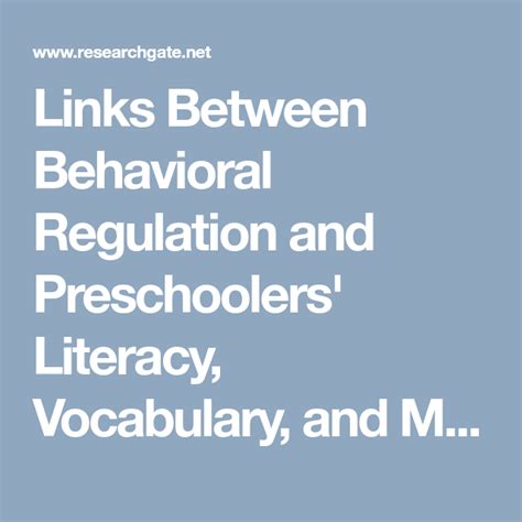 Childrenu0027s Behavioral Regulation And Literacy The Impact Of First Grade Behavior - First Grade Behavior
