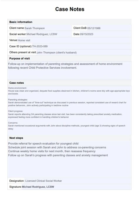Childwelfare Sample Case Notes