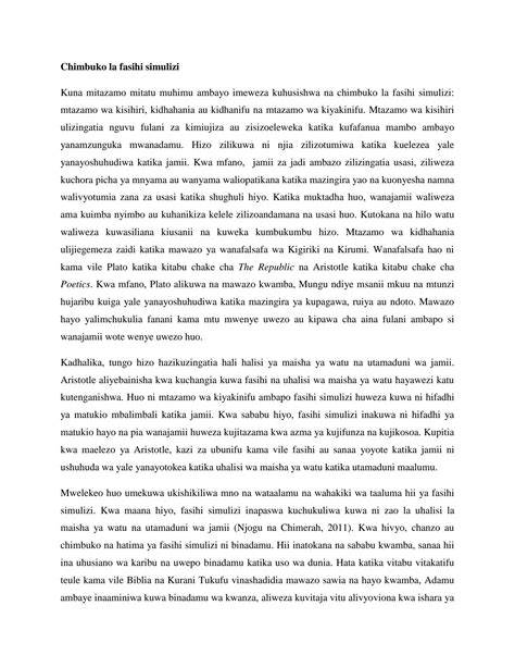 chimbuko la fasihi simulizi