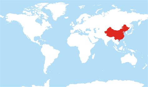 china highlighted on world map