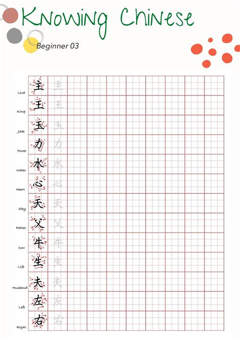 Chinese Character Worksheet Chinese Characters Worksheet - Chinese Characters Worksheet