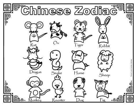 Chinese Zodiac Coloring Pages Coloringcrew Com Chinese Zodiac Coloring Pages - Chinese Zodiac Coloring Pages