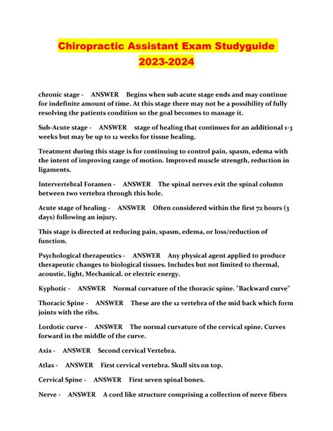 Chiropractic Assistant Exam Study Guide