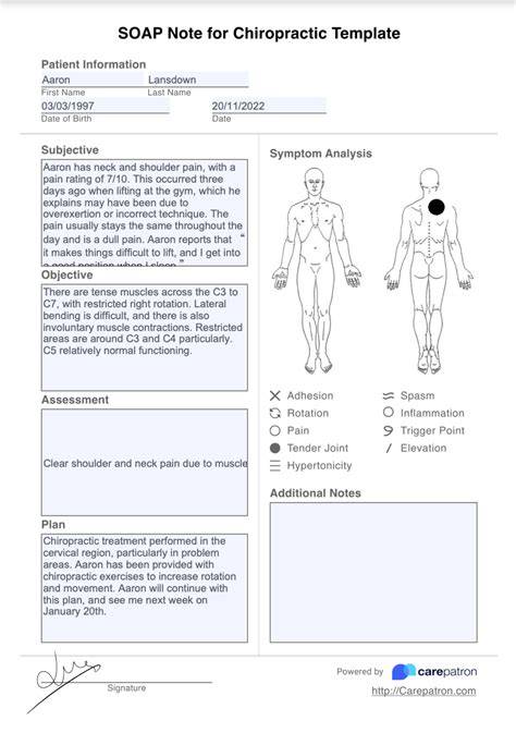 chiropractic soap notes