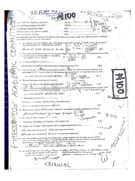 Full Download Chm112 Past Question In Pdf Format For Aau 
