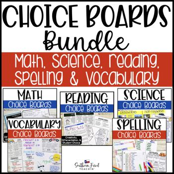 Choice Boards Bundle Math Spelling Reading Spelling Amp Math Spelling - Math Spelling