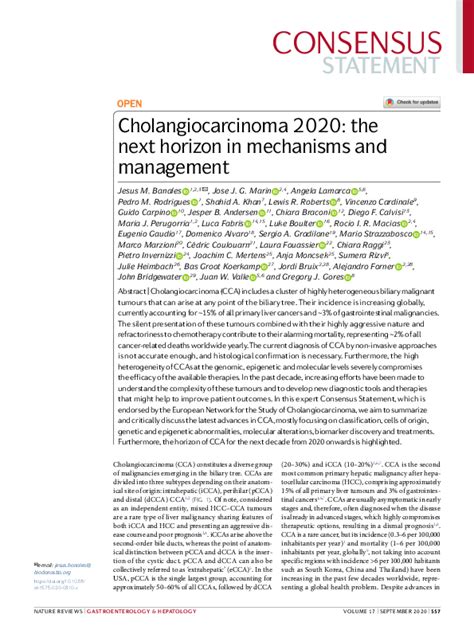 cholangiocarcinoma 2020 the next horizon in mechanisms and management