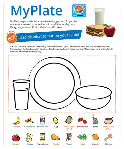 Choose Myplate Lessons Worksheets Activities My Plate Printable Worksheet - My Plate Printable Worksheet