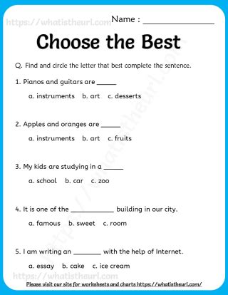 Choose The Best Word To Complete The Sentence Grammar Grade 5 Answer Key - Grammar Grade 5 Answer Key