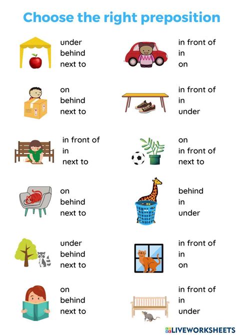 Choose The Correct Preposition Worksheet For Preschool Choose The Correct Preposition - Choose The Correct Preposition