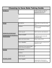 Choosing To Save Note Taking Guide Answers