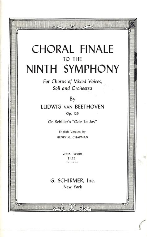 Read Online Choral Finale To The Ninth Symphony Vocal Score 