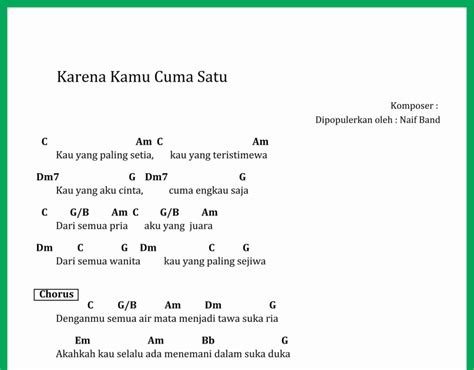 CHORD NAIF KARENA KAMU 🗜️ Lirik dan Chord Karena Kamu Cuma Satu - Naif, Denganmu Semua