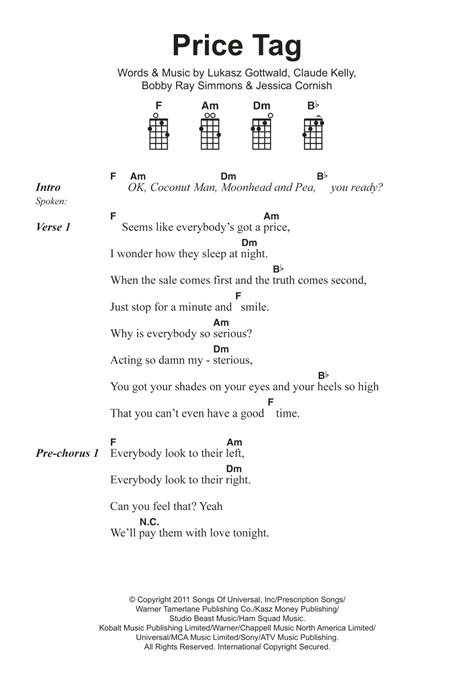 CHORD PRICE TAG 🧉 jESSIE j cHORDS AND lYRICS PRICE TAG